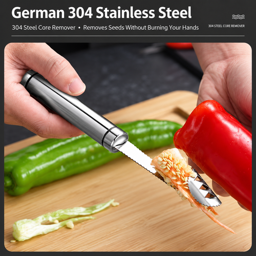 🌶️ Stainless Steel Pepper Corer – Quick Seed & Core Remover