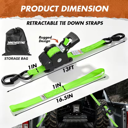 🚚 Automatic Retractable Ratchet Tie-Down Strap – 13FT Cargo Securing Strap
