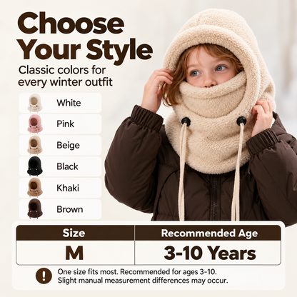 🔥 49% OFF – 3-in-1 Kids' Winter Hood – Soft Fleece Hat, Face Cover & Neck Warmer❄️🧣