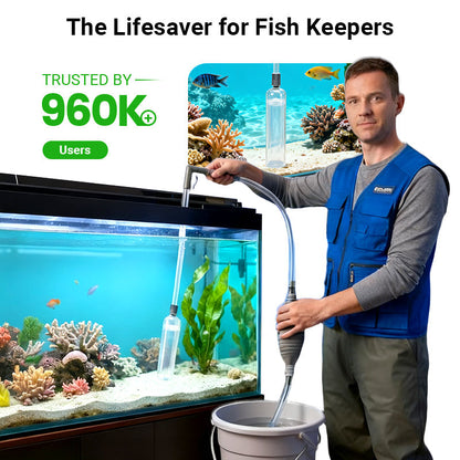3-in-1 Aquarium Gravel Vacuum – Clean Gravel, Remove Waste & Change Water