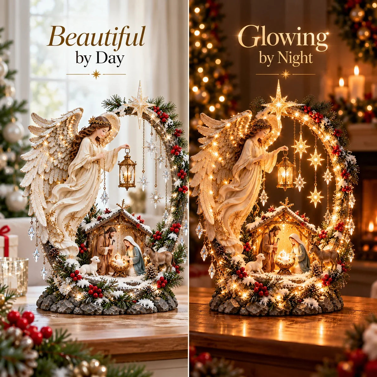 ✨ LAST DAY 49% OFF🔥 Light From Heaven Angel Nativity Christmas Centerpiece ✝️