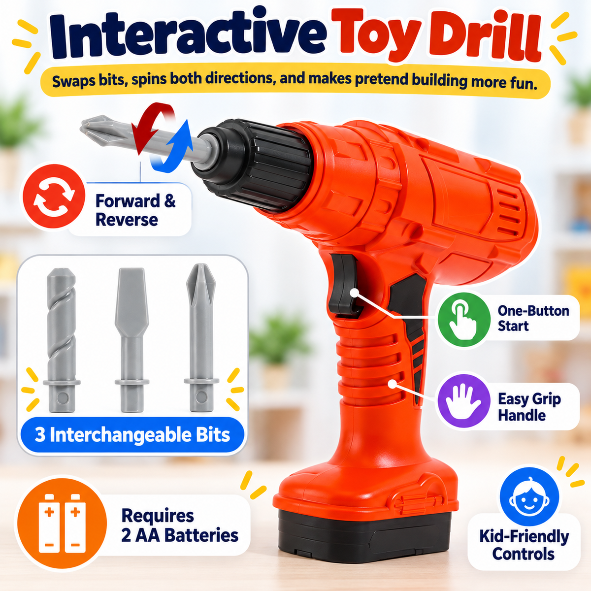 ⚡41PCS Kids Electric Drill Tool Set – Twist, Tighten, Build & Pretend