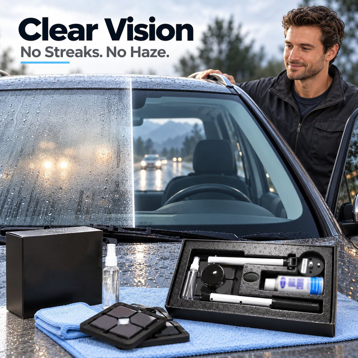 Dual Magnetic Car Windshield Cleaner | Streak-Free Auto Glass Cleaning Kit