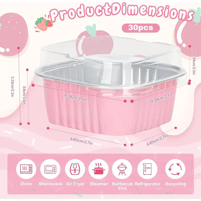 🧁 30-Pack Mini Cake Pans with Lids – Bake, Pack & Share Easily