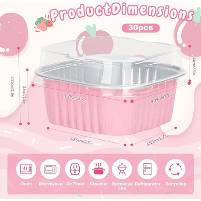 🧁 30-Pack Mini Cake Pans with Lids – Bake, Pack & Share Easily