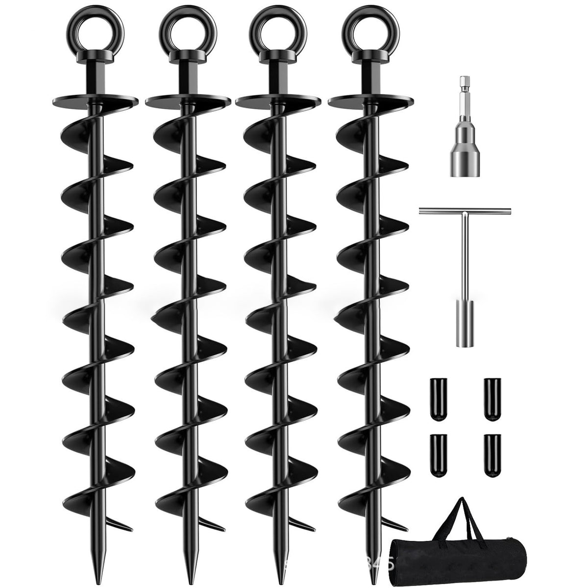 🌀 Heavy-Duty Full Spiral Ground Anchors – Drill-Ready Steel Tie-Down Stakes for Tents & Trampolines 🔩