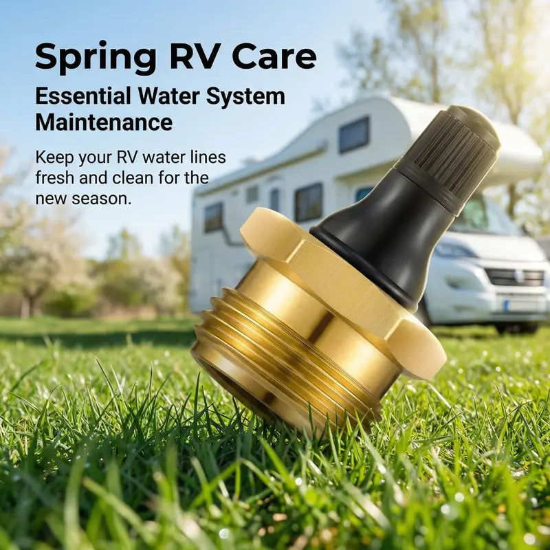 2-Pcs Brass RV Blow Out Plugs with Drain Valve - Air Hose Friendly Home Care Supplies for Camping, Convenient Drainage, Daily Maintenance, Enhances Water System Maintenance, Long-Term Durability
