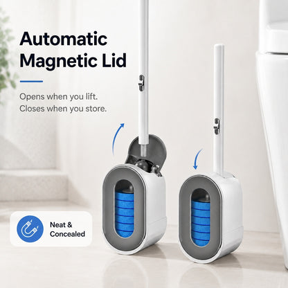 Disposable Toilet Brush System – Clean, Release & Store Without Keeping a Used Brush Head
