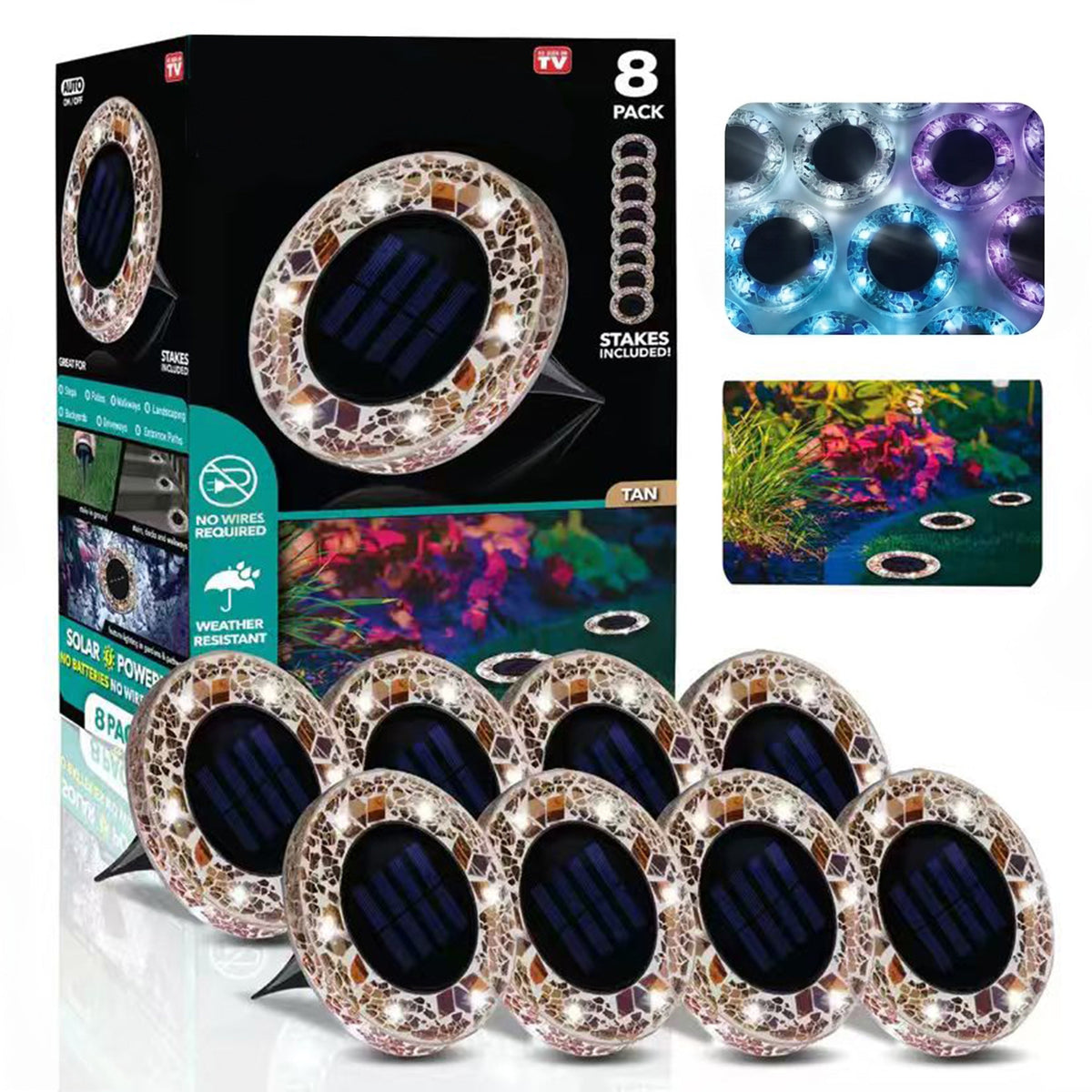 🌙 Glowing Mosaic Solar Garden Lights – Automatic Pathway Glow