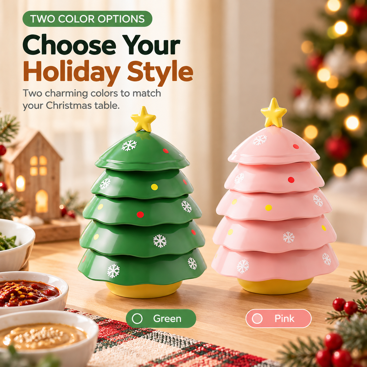 🌲Christmas Tree Stackable Dip Bowl Set – 5 Mini Serving Bowls