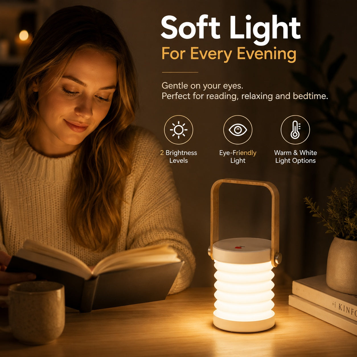 💡4-in-1 Foldable Rechargeable Lantern Lamp – Portable Desk & Night Light