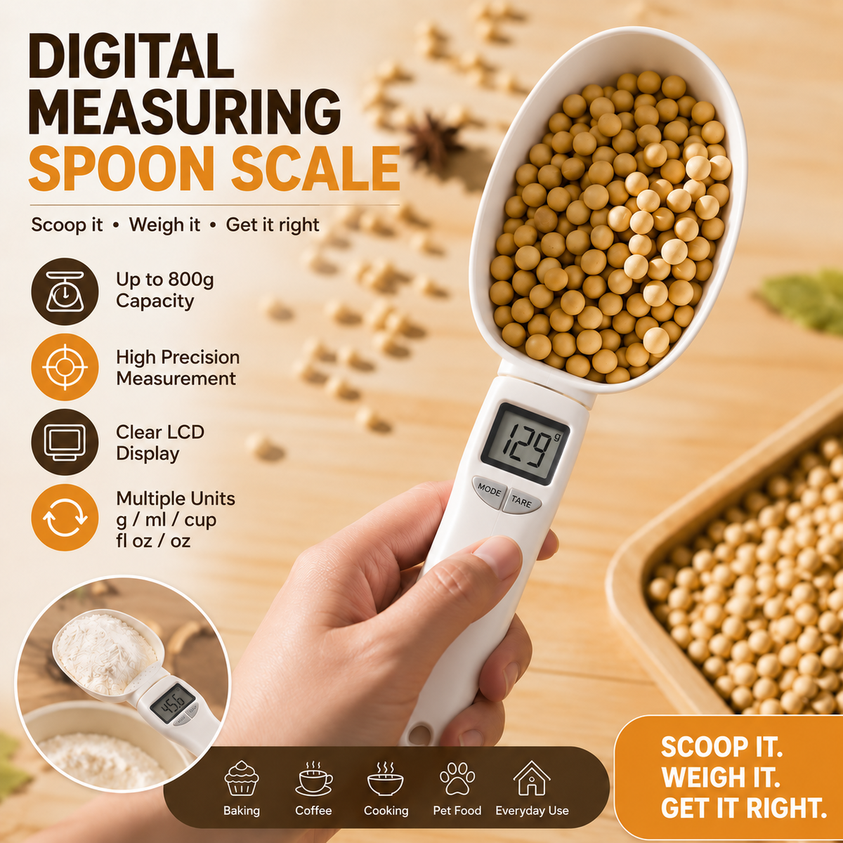💖Hot 49% OFF🥄 Digital Measuring Spoon Scale — High-Precision Food Weighing Spoon