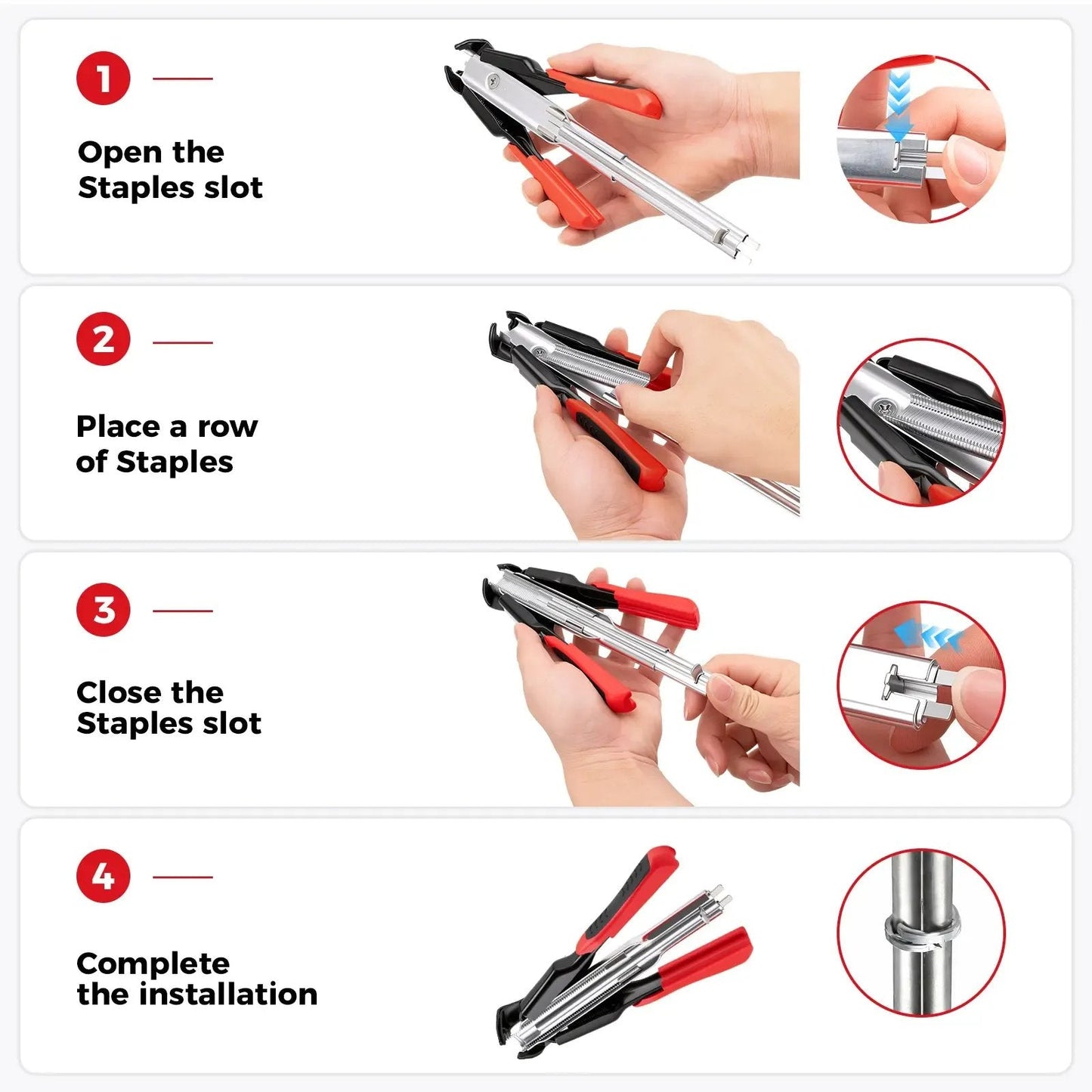 Spring-Loaded Hog Ring Pliers Kit with 100 C-Clips