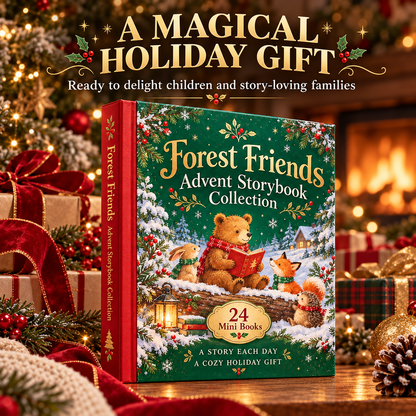 🎄✨ 24 Mini Books Advent Calendar – Forest Friends Christmas Storybook Collection | Daily December Reading Gift for Kids & Families 📚