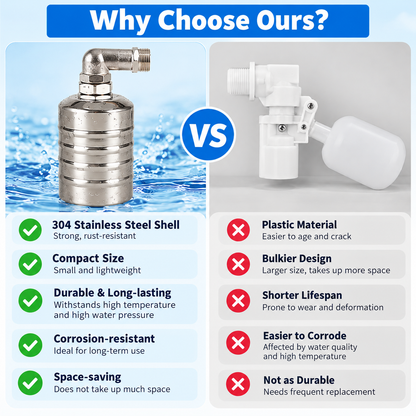 💧 Automatic Water Level Float Valve – 304 Stainless Steel Tank Fill Controller