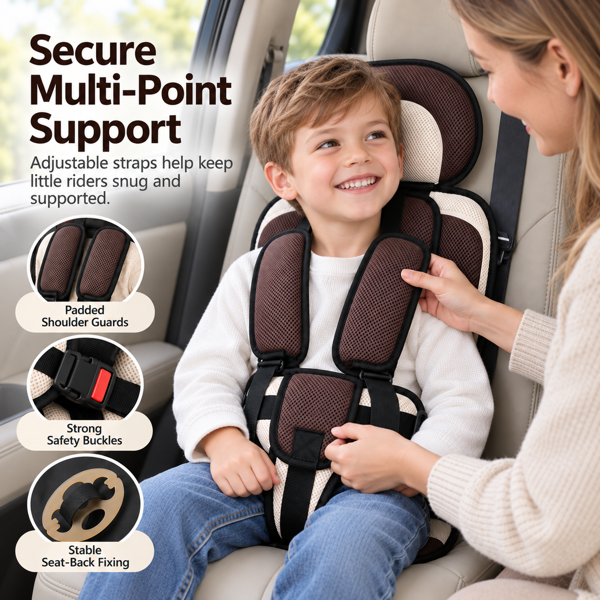 🧒 50% OFF NOW! 🚗 Foldable Child Car Safety Seat – Lightweight, Portable & Fits 0-12 Years – For Cars, Planes & Trains 🛡️
