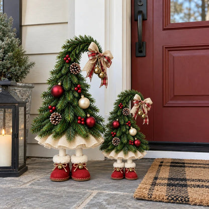 🎄 Whimsical Christmas Elf Tree – Cute Red Boots & Vintage Holiday Charm