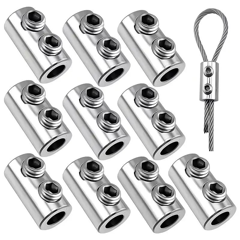 10Pcs Stainless Steel Wire Rope Clamps