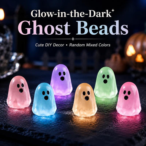 🎃50 Pcs Glow In Dark Cute Ghost Resin Bead Set👻