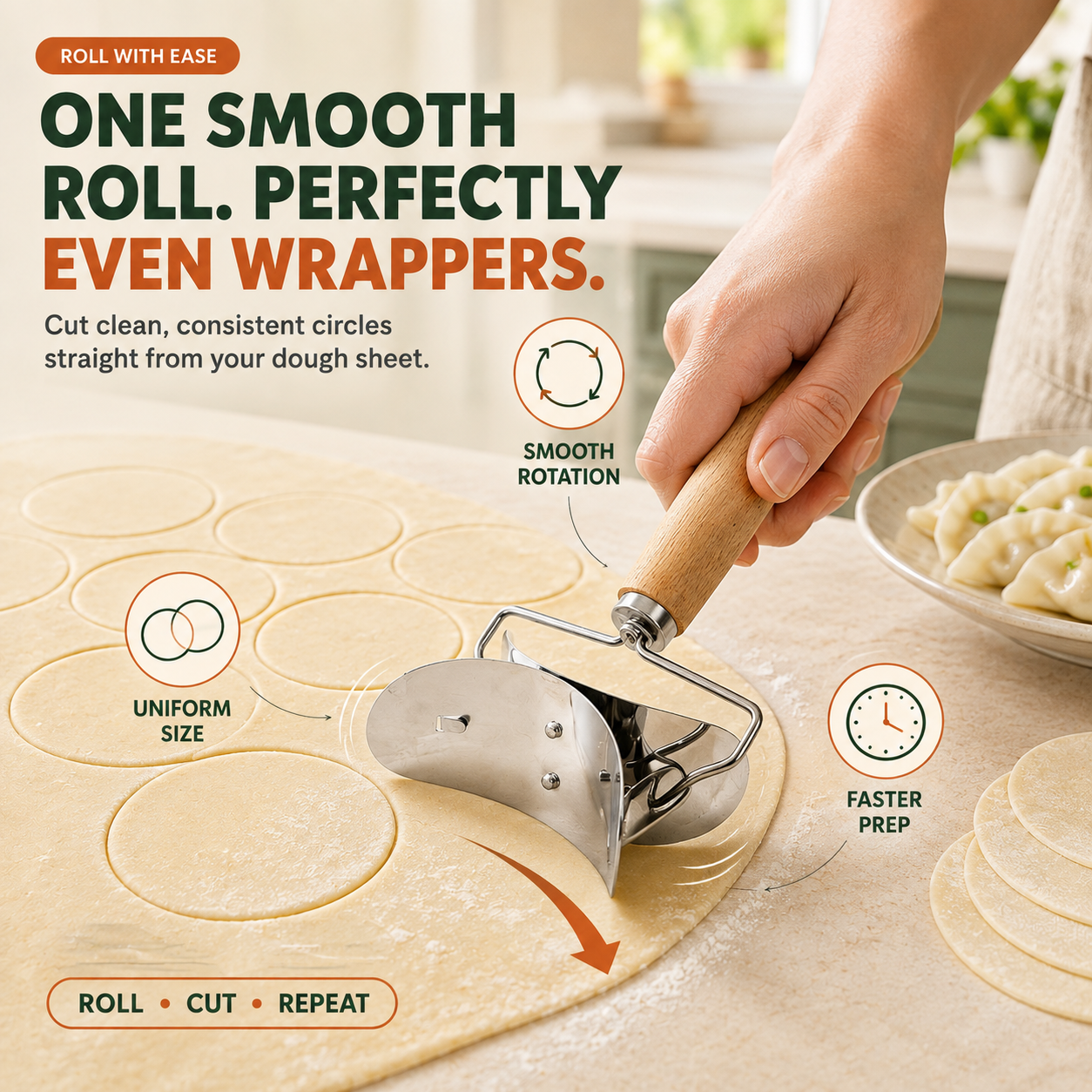 🥟 Steel DumStainless pling Maker & Dough Cutter Set – Roll, Fill, Press & Seal with Ease