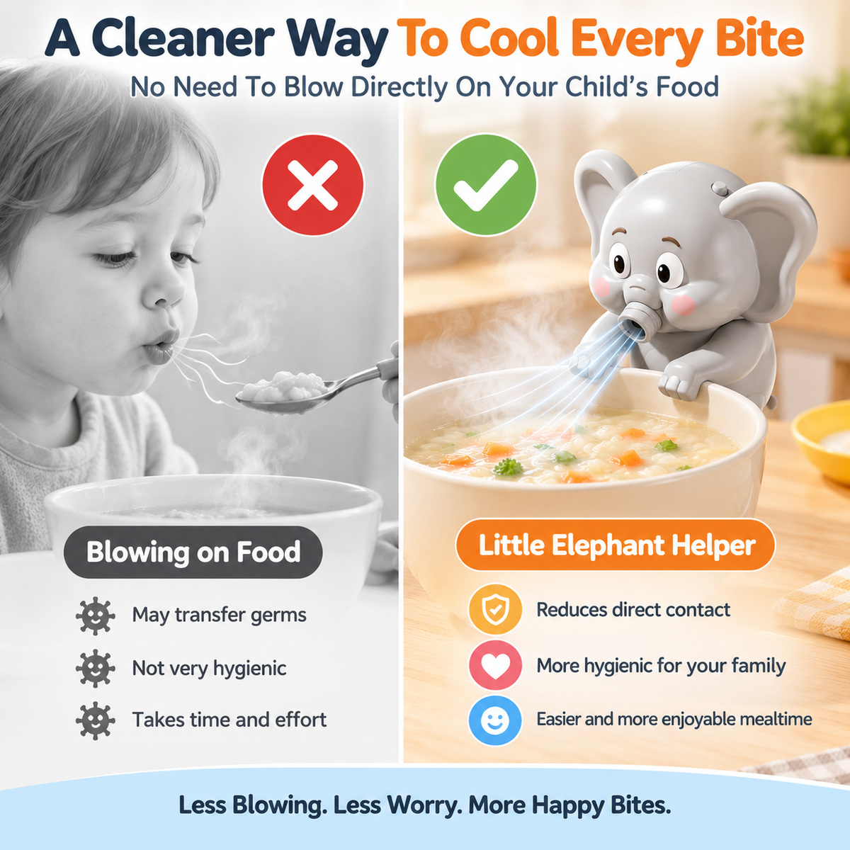 🐘 Hands-Free Food Cooling Fan – Cool Hot Meals Faster Without Blowing