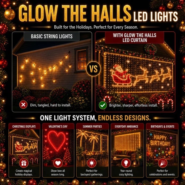 🌈📱Turn Your Balcony Into A Giant LED Light Show! 🎄 Smart Animated Mesh Screen 🎆
