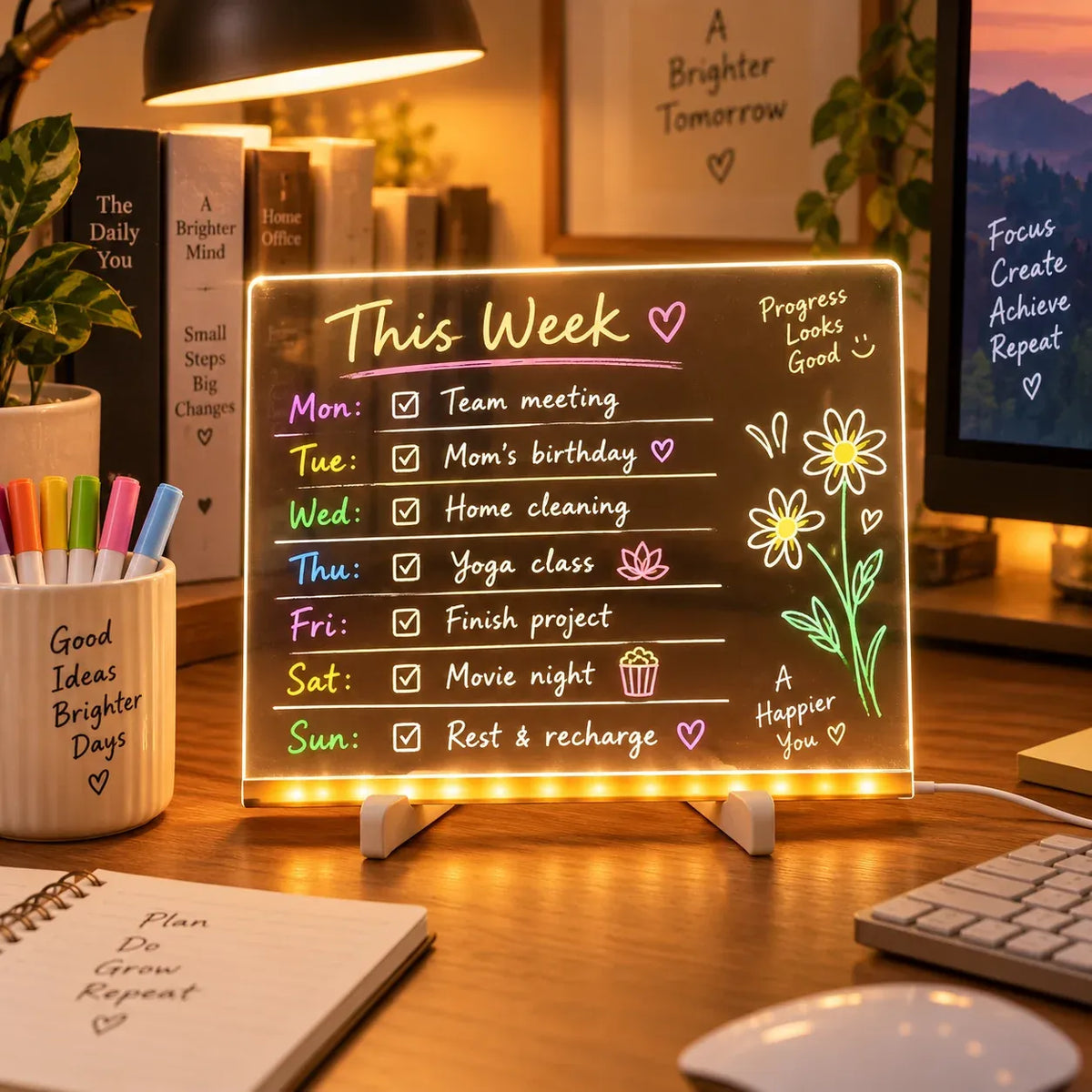 ✨ Reusable Acrylic LED Message Board – Write, Glow & Create