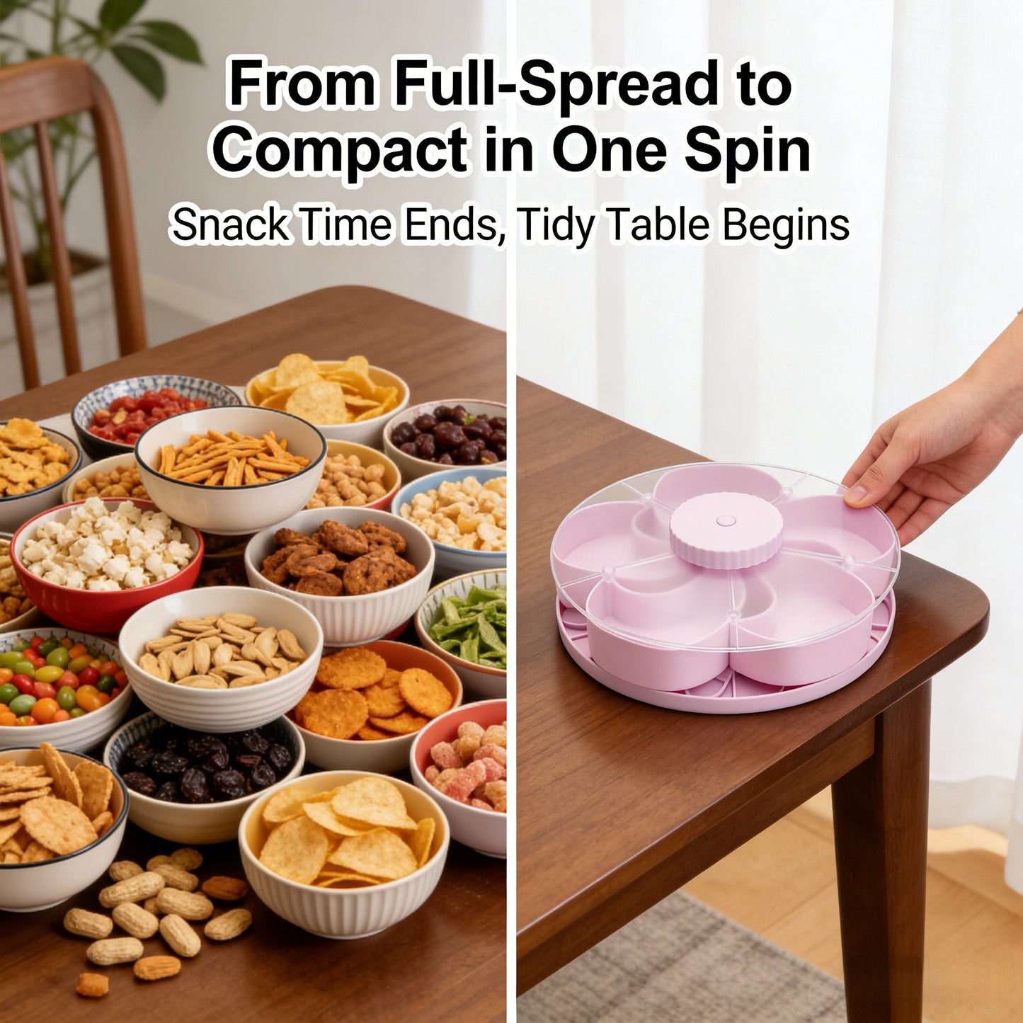 🎁Buy 2 Get Free Shipping！🍽️ Rotating 5-Compartment Snack Tray