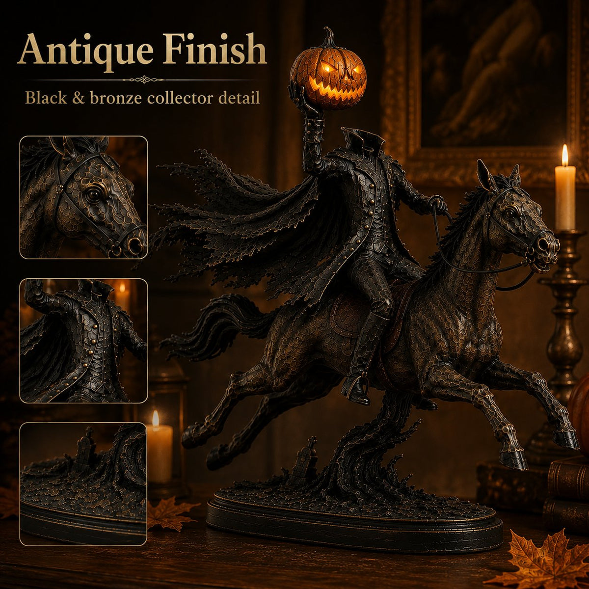 🎃🏇Midnight Chase Headless Horseman Statue(✨Same as the video)