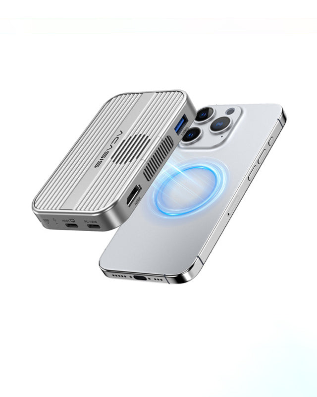 ACASIS 10Gbps Magnetic M.2 NVMe SSD Enclosure & USB C Docking Station with Cooling Fan for iPhone 17/16/15 Pro/Pro Max/Plus