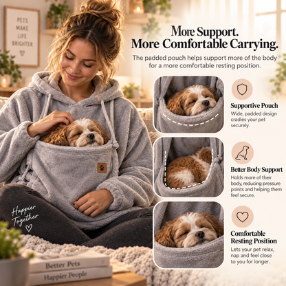 🐾 Cozy Fleece Pet Bonding Hoodie – Hands-Free Cuddle Pouch for Small Pets