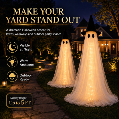 👻 2-Pack Adjustable Lighted Halloween Ghost Decorations