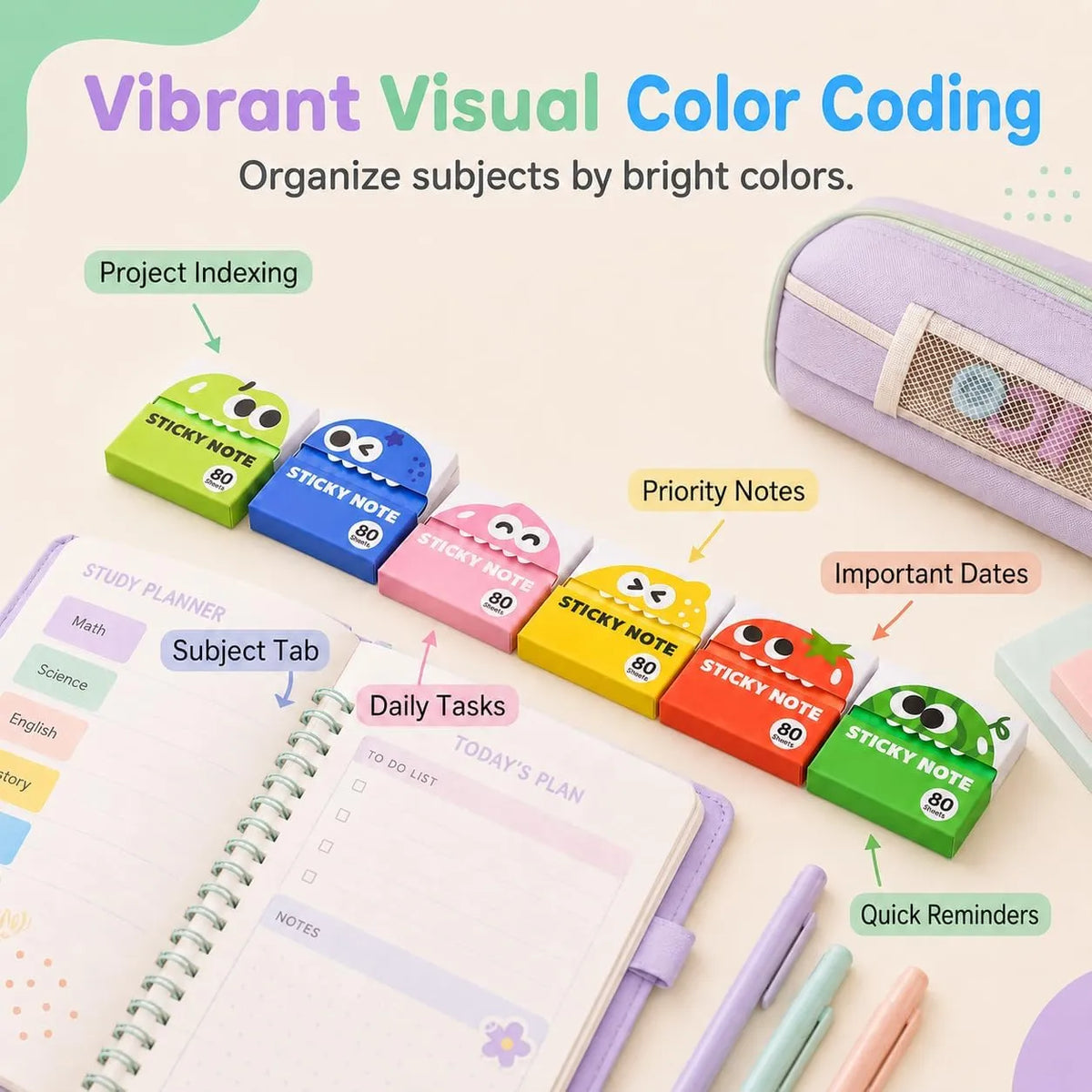 ✍️Rarler Transparent Pull-Out Glitter Sticky Notes - 80 Sheets Per Pad