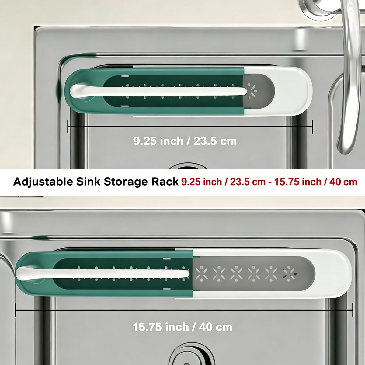 🧽 Telescopic Sink Storage Rack – Adjustable Draining Organizer with Towel Bar