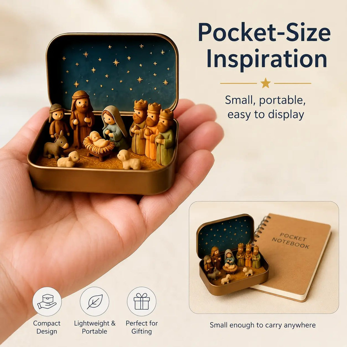 ✨ Mini Nativity Keepsake Tin – Compact Christmas Scene