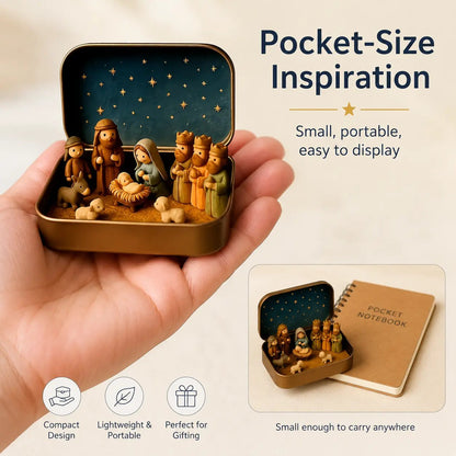 ✨ Mini Nativity Keepsake Tin – Compact Christmas Scene