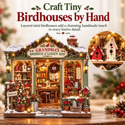 🐦 Grandma’s Birdhouse & Garden Shop DIY Miniature Kit – Light-Up Christmas Garden House