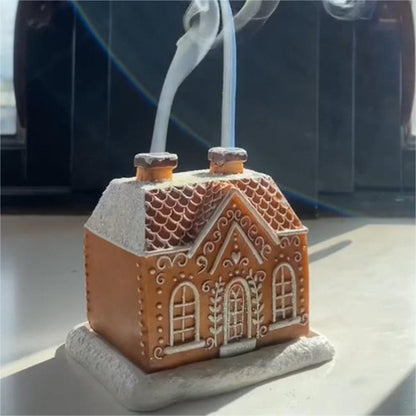 🔥HOT SALE 49% OFF🔥Gingerbread House Incense Cone Burner with Twin Chimneys