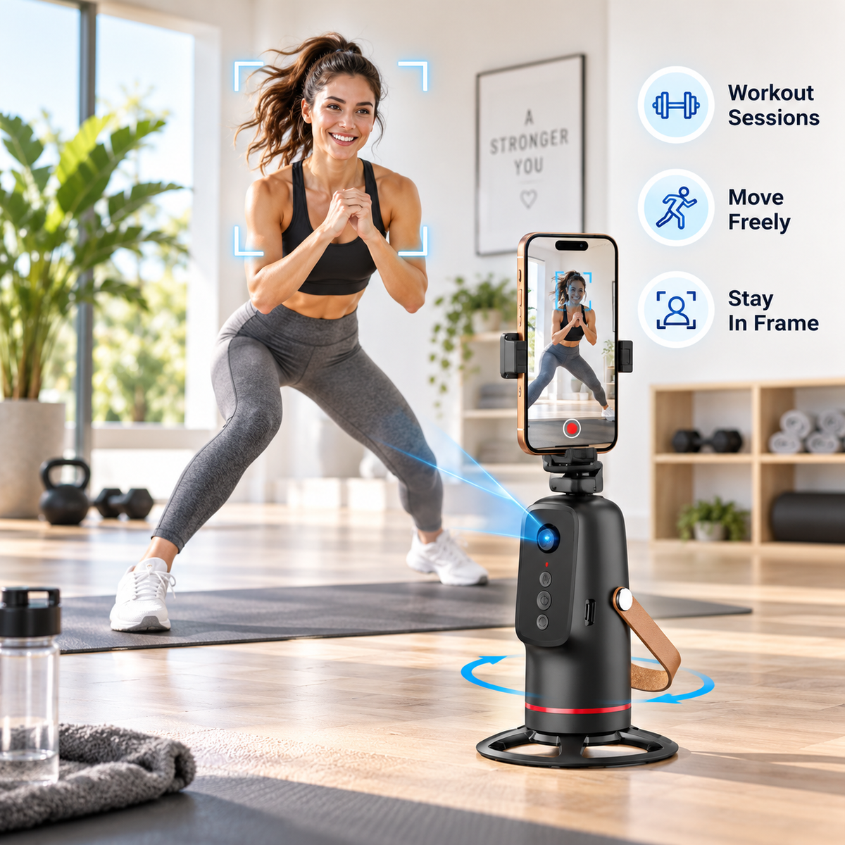 📱360° Auto Face Tracking Phone Holder – Gesture Control Hands-Free Vlogging Stand