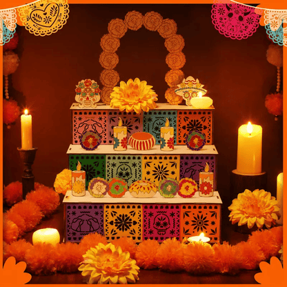 🔥Last Day 49% OFF - 🎃Day of the Dead Wooden Altar Display Set | 💕Death is not the end of life, forgetting is