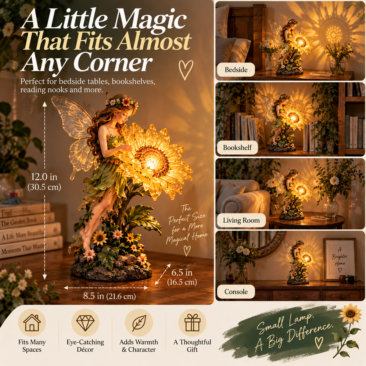 🌻 Enchanted Sunflower Fairy Projection Lamp – Magical Botanical Table Light