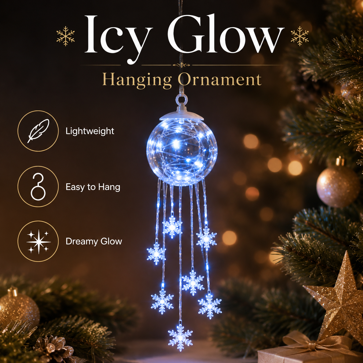 ❄️Icy Glow Hanging Ornament™ — Crystal Snowflake Christmas Décor