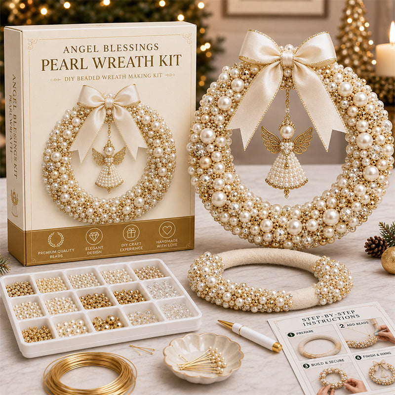⏳ Last Day 49% OFF – 🎄✨ DIY Christmas Pearl Wreath Kit – Handmade Beaded Holiday Door Décor 💎🎀