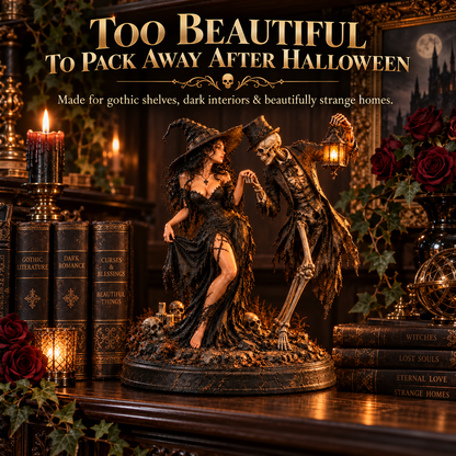 🖤 Till Death Do Us Part Gothic Couple Figurine | Witch & Skeleton Dark Romance Décor