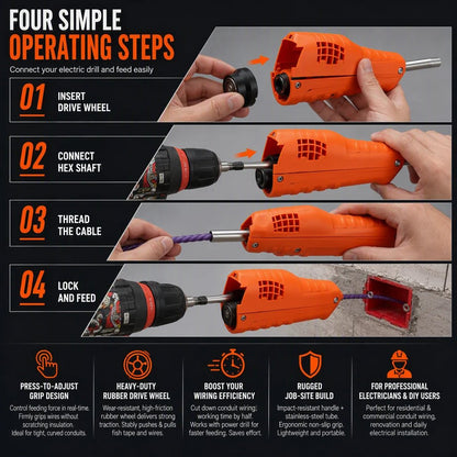 🔥🔌 Electrician Wire Threader Kit — Drill-Powered, Tension Control, Fast Wiring
