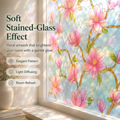 🌸 Floral Stained-Glass Window Privacy Film – Beautiful Privacy With Natural Light