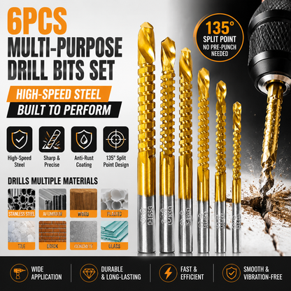 🔥Limited Time 50% Off✨🛠️ 6-Piece Serrated Side-Cutting Drill Bit Set