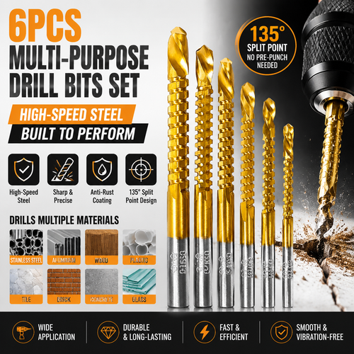 🔥Limited Time 50% Off✨🛠️ 6-Piece Serrated Side-Cutting Drill Bit Set