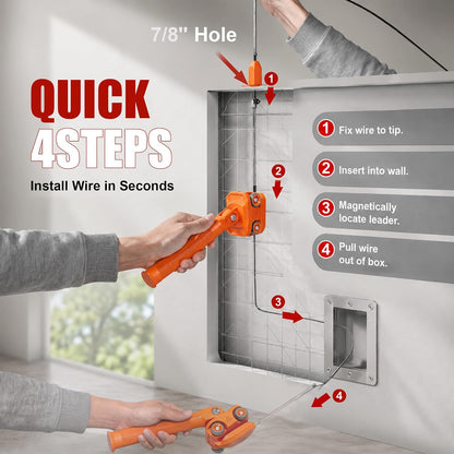 🧲 Magnetic Wire Puller Kit, Dual Purpose Cable Fishing Tool & Stud Finder