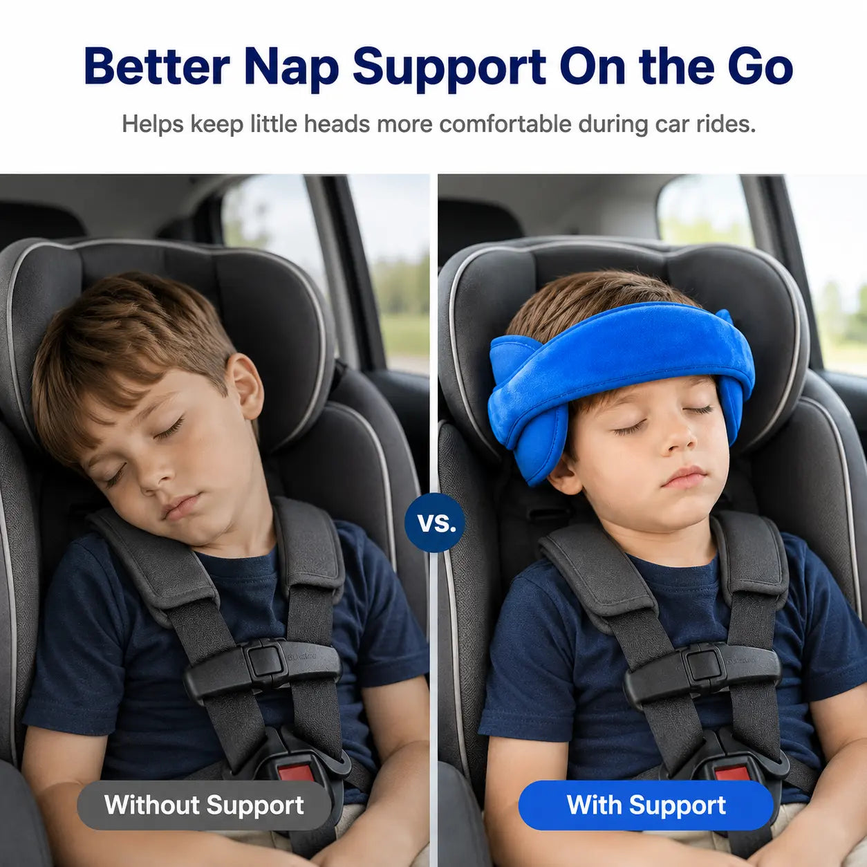 Kids Car Head Support Strap with Soft Side Cushions